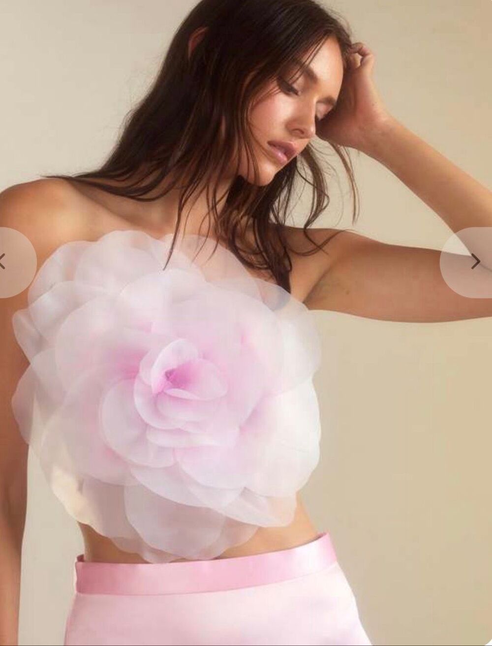 CYNTHIA ROWLEY GRADIENT ORGANZA FLOWER BANDEAU in PINK NWT Size Large